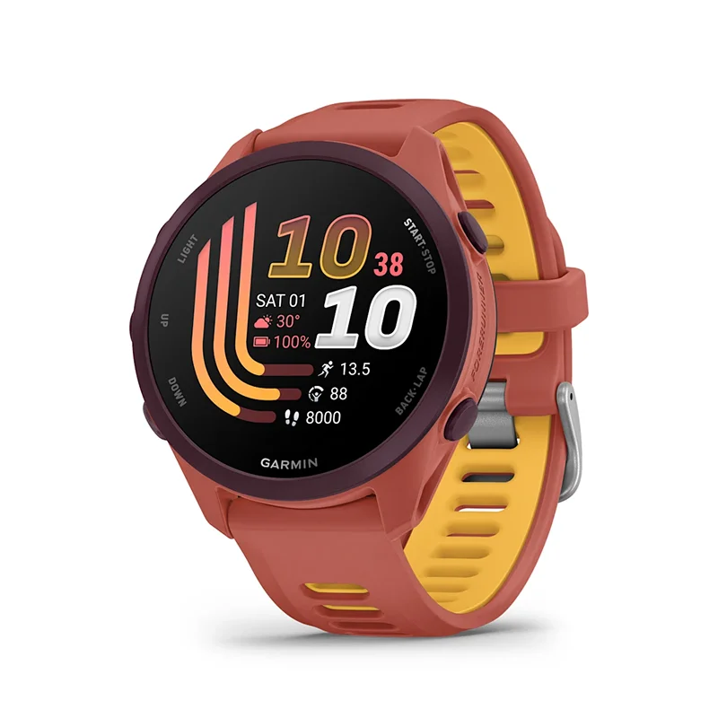 Garmin Forerunner 170 Music AMOLED GPS Koşu Saati Kırmızı Pembe/Mango Kayışlı