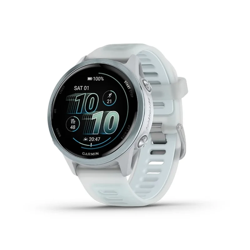 Garmin Forerunner 570  AMOLED GPS Koşu Saati - 42mm Beyaz/Bulut Mavisi