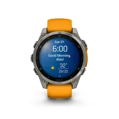 Garmin fenix 8 - 47 mm, AMOLED GPS Akıllı Saat Sapphire, Titanyum, Turuncu/Grafit Silikon Kayışlı