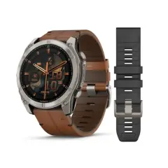 Garmin fēnix 8  AMOLED GPS Akıllı Saat - 51 mm Safir, Titanyum ve Kestane Rengi Deri Kayış