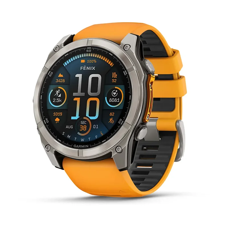 Garmin fēnix 8  AMOLED GPS Akıllı Saat - 51 mm Sapphire, Titanyum, Turuncu/Grafit Silikon Kayışlı