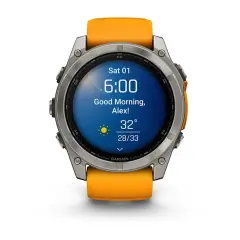 Garmin fēnix 8  AMOLED GPS Akıllı Saat - 51 mm Sapphire, Titanyum, Turuncu/Grafit Silikon Kayışlı
