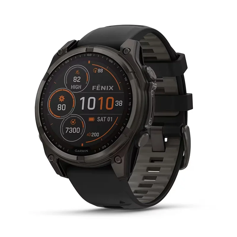 Garmin fēnix 8  Sapphire Solar GPS Akıllı Saat - 47 mm Karbon Gri DLC Titanyum, Siyah/Gri Silikon Kayışlı