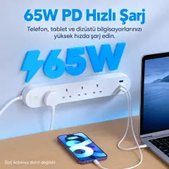 Meross UK Akıllı 65W Hızlı Şarjlı Çoklu Priz