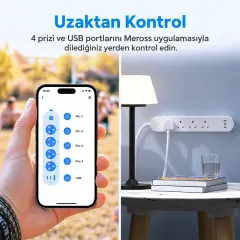 Meross UK Akıllı 65W Hızlı Şarjlı Çoklu Priz