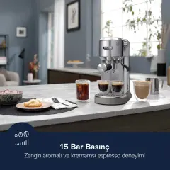 DeLonghi Dedica Duo Manuel Kahve Makinesi Metal-Silver
