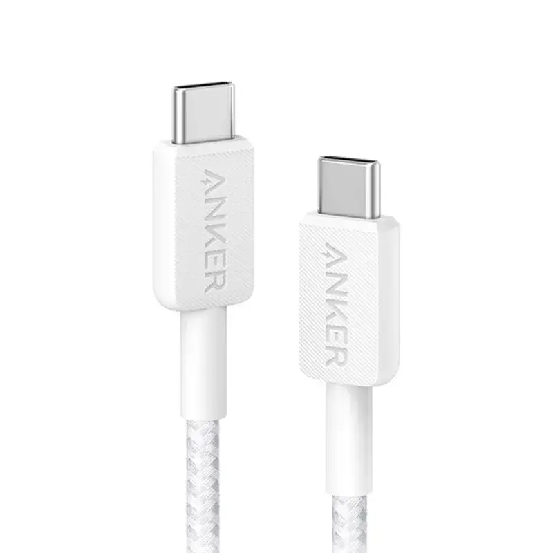 Anker 322 60W Örgülü USB-C Şarj Kablosu - Beyaz