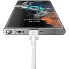 Anker 322 60W Örgülü USB-C Şarj Kablosu - Beyaz