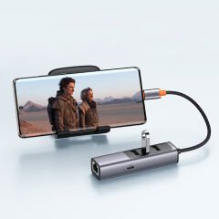 HU-1110 100w 1x Type-c + 3x USB + LAN 5in 1 Çoklayıcı Adaptör