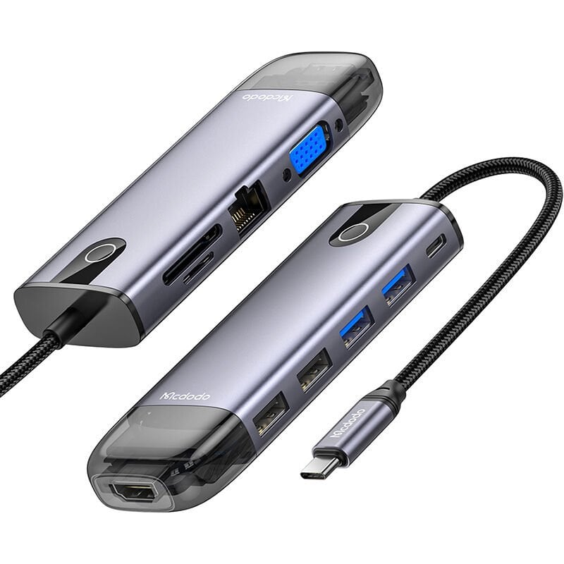 McDodo  HU-7420 10 in 1 Type-c Gigabit LAN + HDMI + Macbook + VGA Çoklayıcı Adaptör