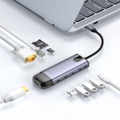 McDodo  HU-7420 10 in 1 Type-c Gigabit LAN + HDMI + Macbook + VGA Çoklayıcı Adaptör
