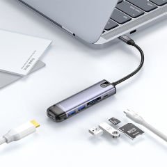 HU-7740 6 in 1 Type-C HDMI + Usb-3.0 Pd 100W Macbook Çoklayıcı Adaptör