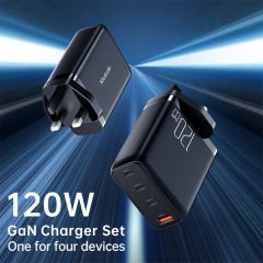 GaN 120W High Power 4 Ports  CH-0761 Type-C to Type-C Kablolu Hızlı Şarj Adaptörü UK