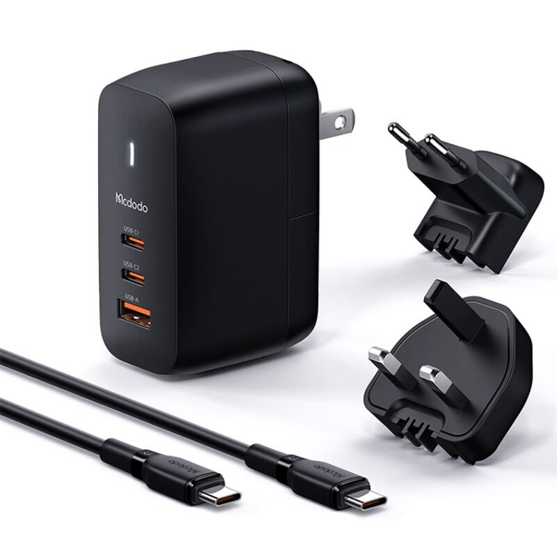 CH-8442 - 65W GaN Dual 2 Type-C + 1 USB-A Ports Travel Adaptör Seti (EU/UK/US plug)