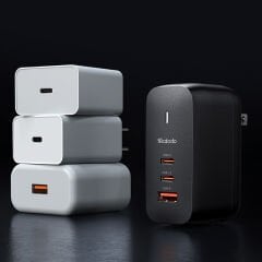 CH-8442 - 65W GaN Dual 2 Type-C + 1 USB-A Ports Travel Adaptör Seti (EU/UK/US plug)