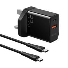 CH-0912 - 33W Dual  1 Type-C + 1 USB-A Ports Type-C to Type-C Kablolu Şarj Adaptörü UK