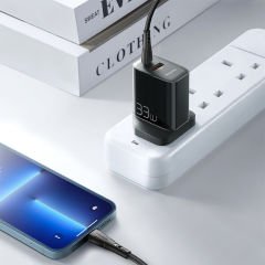 CH-0912 - 33W Dual  1 Type-C + 1 USB-A Ports Type-C to Type-C Kablolu Şarj Adaptörü UK