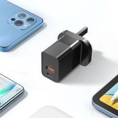 CH-1302 - 20W Dual  1 Type-C + 1 USB-A Ports Type-C to Lightning Kablolu Şarj Adaptörü UK