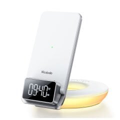CH-1610 - Masa Başı Kablosuz Şarj Standı + Alarm + Gece Işığı