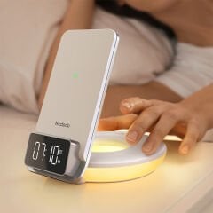 McDodo  CH-1610 - Masa Başı Kablosuz Şarj Standı + Alarm + Gece Işığı