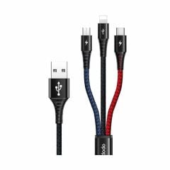 CA-6220 3 in 1 USB-A to Type-C - Lightning - Micro USB  Data - Hızlı Şarj Kablosu 1.2M
