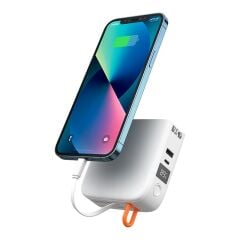 22.5W 15000 mAh Lightning + Type-C Kablolu PowerBank CH-1172  White