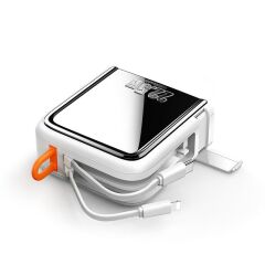 22.5W 15000 mAh Lightning + Type-C Kablolu PowerBank CH-1172  White