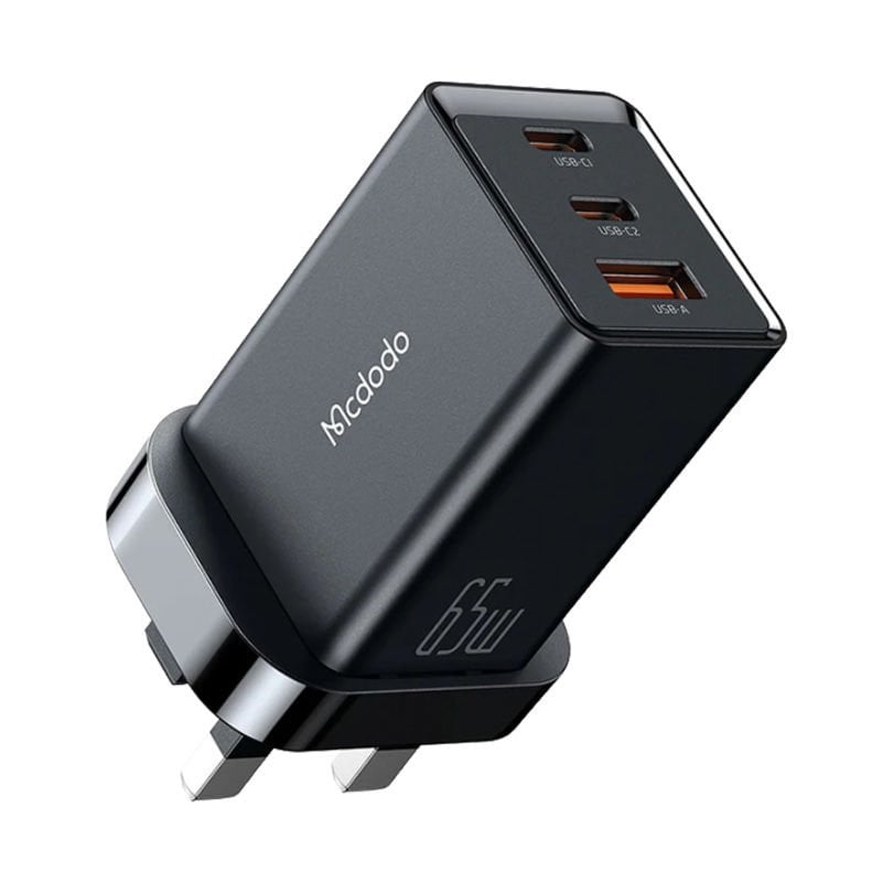 CH-1552 - 65W GaN 5 Dual  2 Type-C + 1 USB-A Ports Type-C to Type-C Kablolu Hızlı Şarj Adaptörü UK