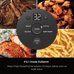 Ninja CRISPi 4-in-1 Akıllı Air Fryer - 4 Fonksiyonlu Cam Hazneli Hava Fritözü