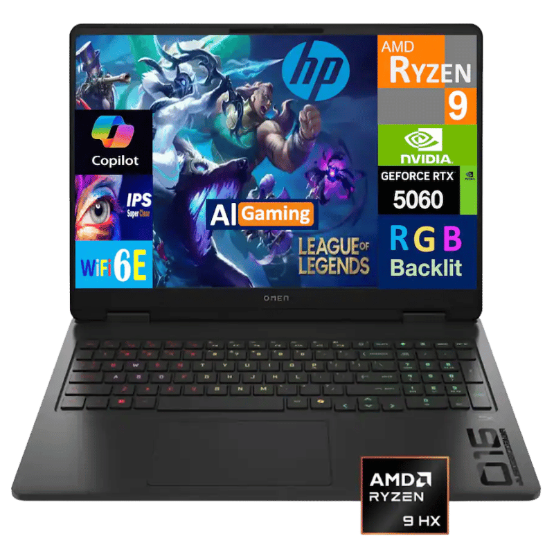 HP OMEN 16'' 2K 144Hz Gaming Laptop, AMD Ryzen 9 8940HX, 32GB DDR5 RAM, 1TB SSD, NVIDIA GeForce RTX 5060