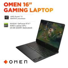 HP OMEN 16'' 2K 144Hz Gaming Laptop, AMD Ryzen 9 8940HX, 32GB DDR5 RAM, 1TB SSD, NVIDIA GeForce RTX 5060