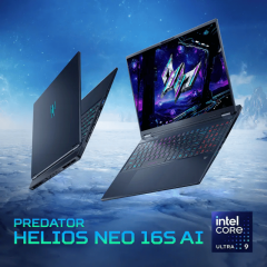 Acer Predator Helios Neo 16S AI Gaming Laptop, 16'' OLED 240Hz, Intel Core Ultra 9, 32GB RAM, 1TB SSD, NVIDIA GeForce RTX 5070Ti